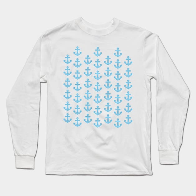 Anchor blue captain pattern design Long Sleeve T-Shirt by Shirtbubble